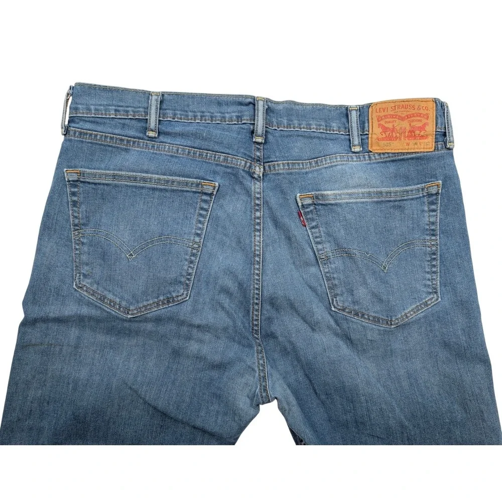 Levi's 505 Regular‎ Straight Fit Blue Stone Washed Denim Jeans Men's Size 38x32